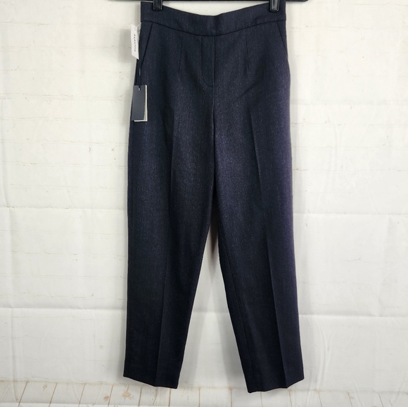 Babaton Conan Atelier Career Wool Cashmere Blend Pants Mini Stripe Navy/Gray 0 - Picture 2 of 12